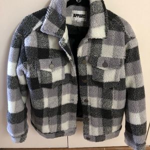 Plaid teddy jacket XS